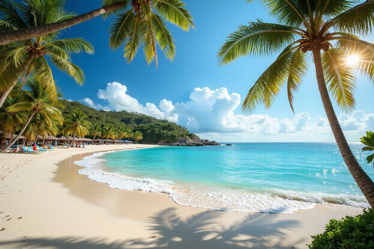 Beautiful tropical beach view of Playa del Carmen Caribbean coast